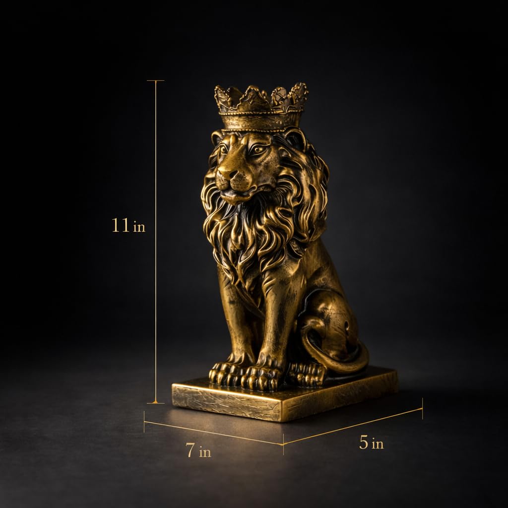 French-Style Luxury Crown Lion Statue