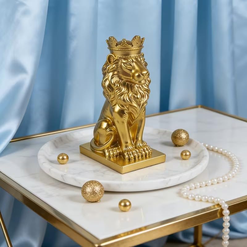 French-Style Luxury Crown Lion Statue
