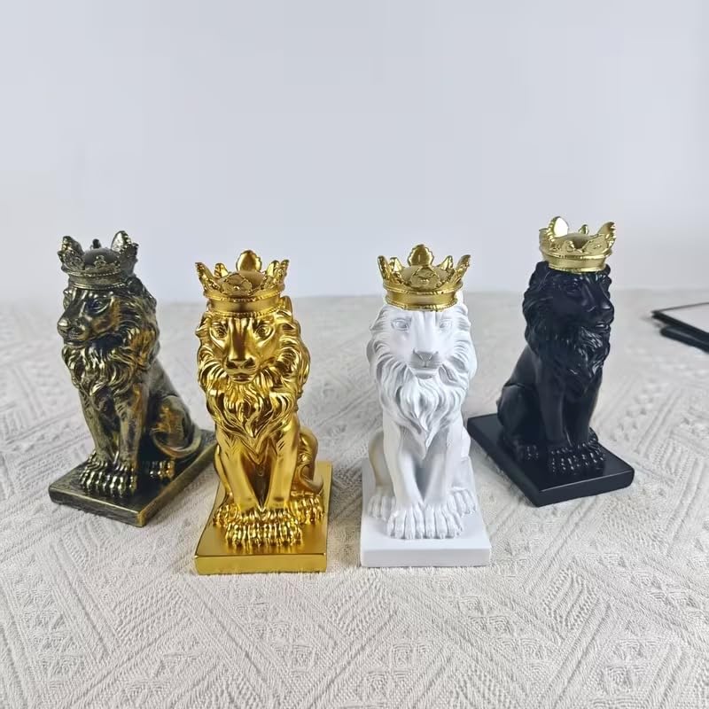 French-Style Luxury Crown Lion Statue
