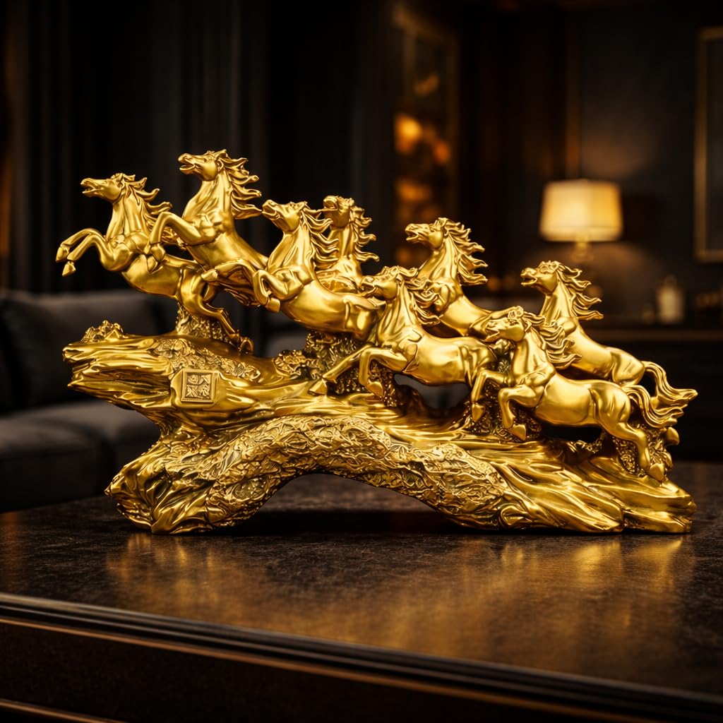 Golden 19 Inch Running 7 Victory Horses