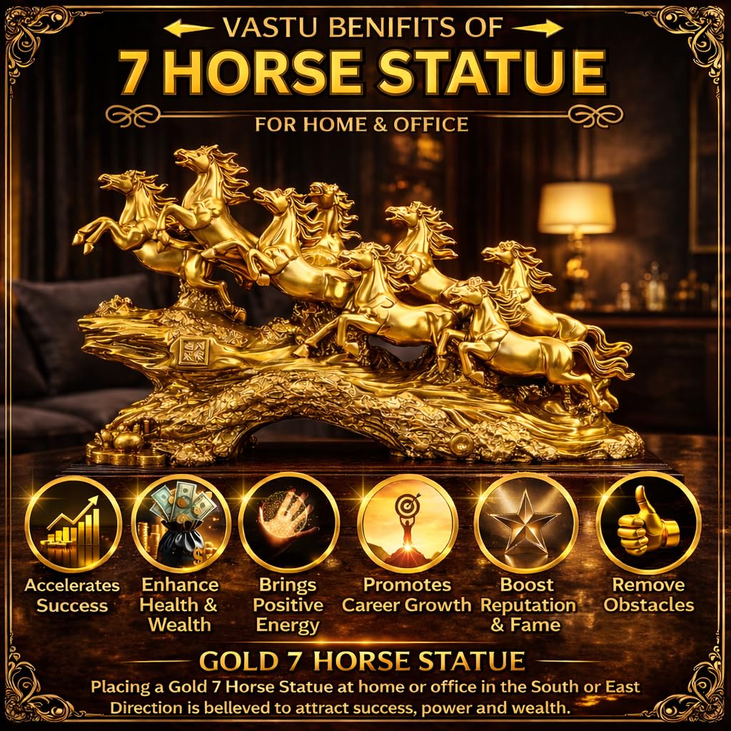 Golden 19 Inch Running 7 Victory Horses