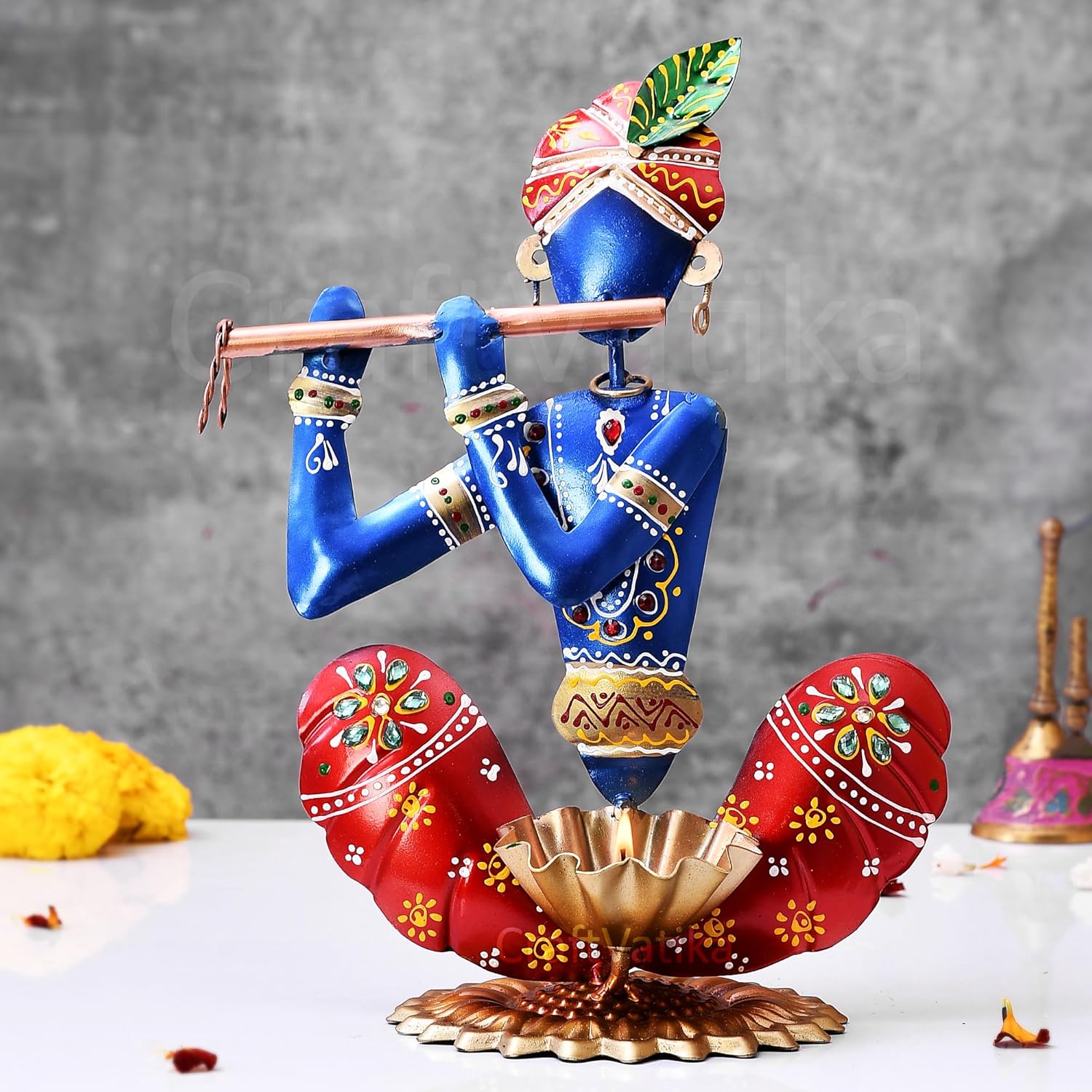 Handpainted Flute Krishna for Gift