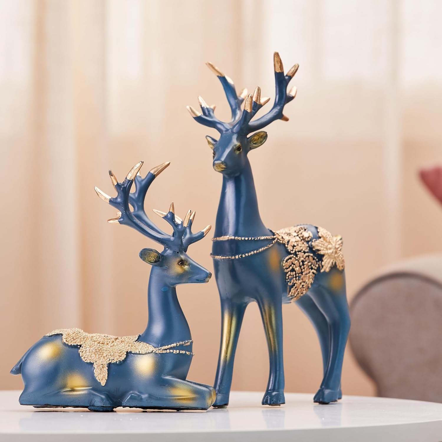 Resin Golden Reindeer Sculptures
