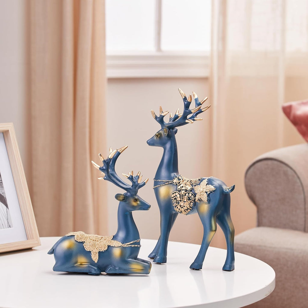 Resin Golden Reindeer Sculptures